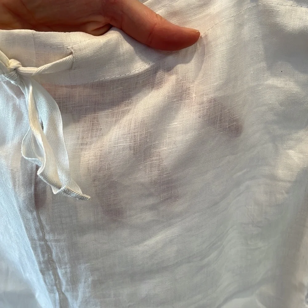 🇨🇦THE SLEEP SHIRT white linen capris size S - Picture 8 of 8